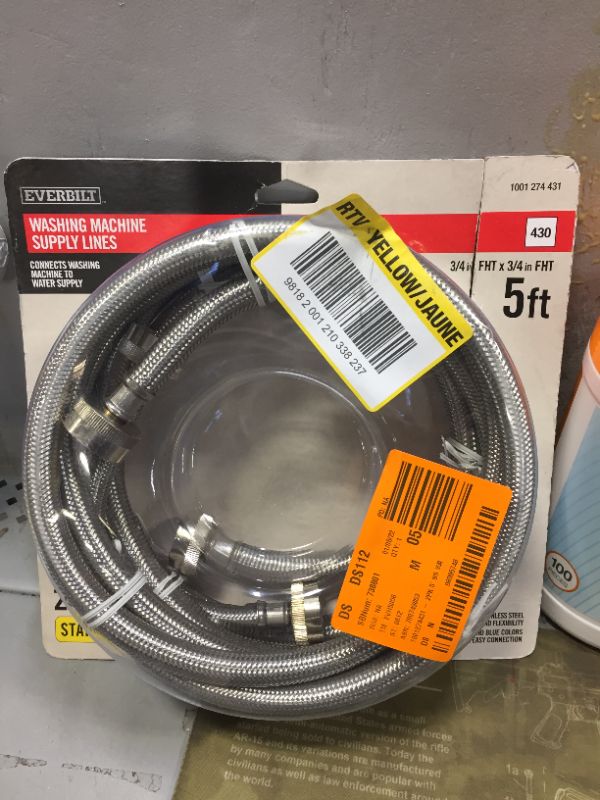 Photo 2 of Everbilt Â 3/4 in. FIP x 3/4 in. FIP x 60 in. Stainless Steel Washing Machine Hose Set 2 Pack