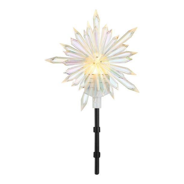 Photo 1 of 19 in. Classic White Christmas Projection Kaleidoscope-Starburst Tree Topper
