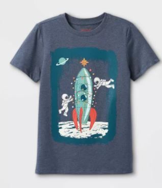 Photo 1 of Boys' Spaceship Tree Graphic Short Sleeve T-Shirt - Cat & Jack™ Blue
Size: L 12/14