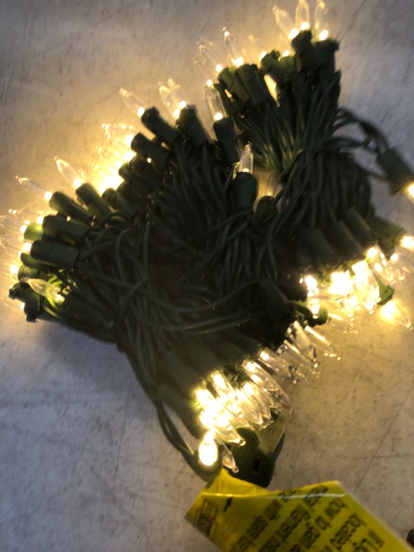 Photo 2 of 29.5 Ft. 100-Light LED Mini Warm White String Light with Green Wire Christmas Decoration
