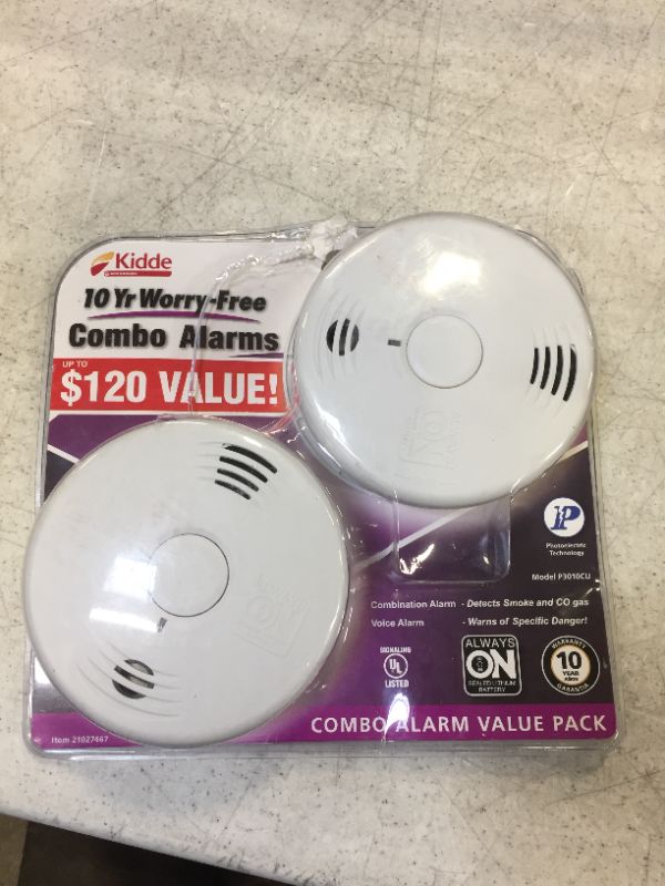 Photo 2 of 10-Year Worry Free Smoke & Carbon Monoxide Detector, Lithium Battery Powered with Voice Alarm, 2-Pack
OPENED PACKAGE 