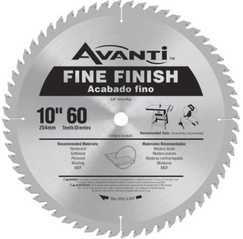 Photo 1 of 10 in. x 60-Tooth Fine Finish Circular Saw Blade
