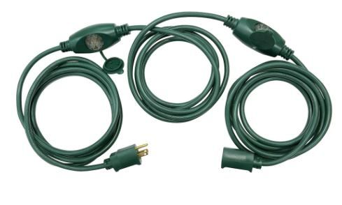 Photo 1 of 25 ft. 14/3 3 Outlet Extension Cord, Green
