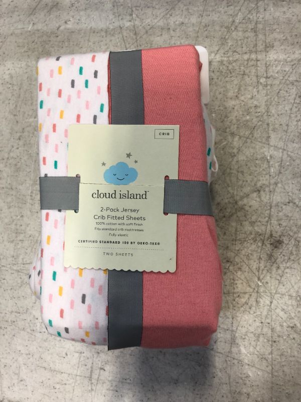 Photo 2 of Fitted Crib Sheet Jersey Sheet - Cloud Island™ Confetti/Coral 2pk-28"X52"
