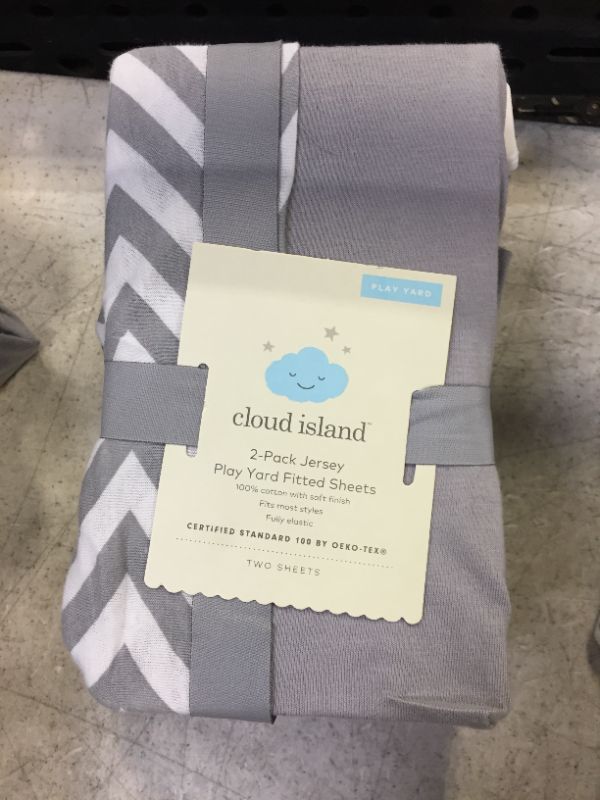 Photo 2 of Fitted Playyard Jersey Sheet - Cloud Island™ Chevron/Gray 2pk-27"X39"
