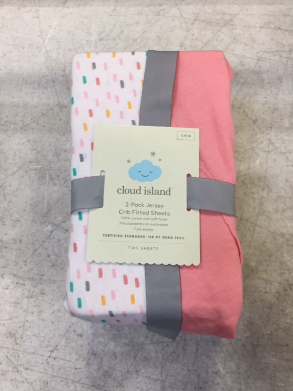 Photo 2 of Fitted Crib Sheet Jersey Sheet - Cloud Island™ Confetti/Coral 2pk-28"x52"
