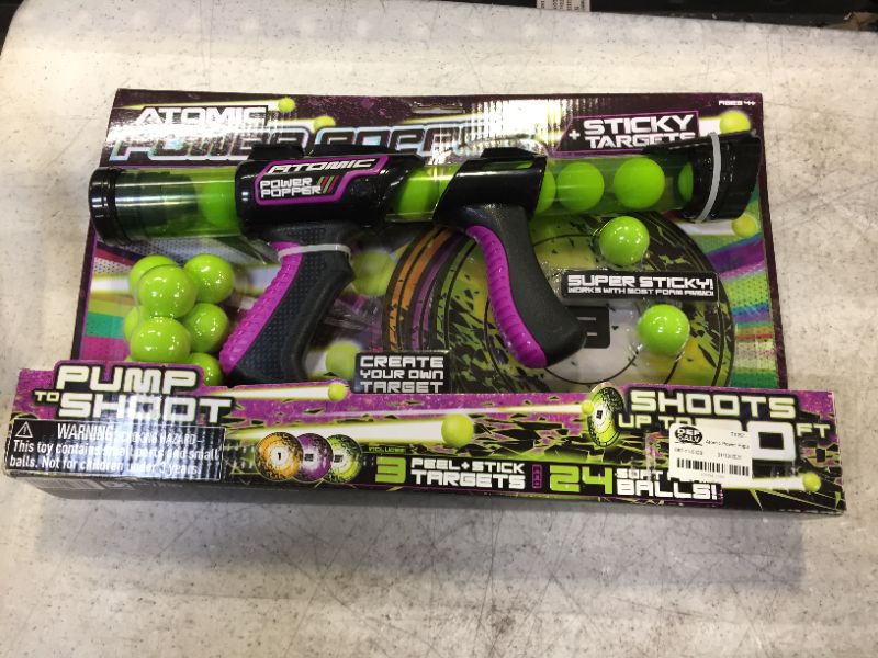 Photo 1 of Atomic Power Popper with 24 Balls and 3 Sticky Targets---2 BALLS ARE MISSING---
