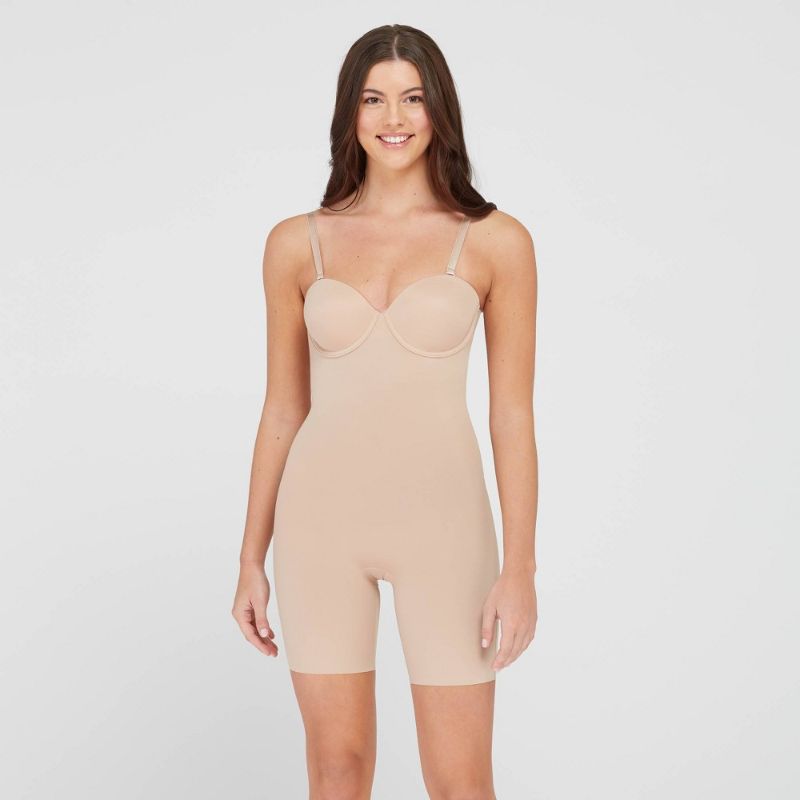 Photo 1 of ASSETS by SPANX Woen's Flawless Finish Strapless Cupped Idthigh Bodysuit -Size: M

