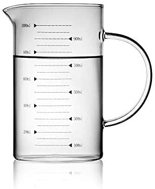 Photo 1 of 1000ml Glass Measuring Cup Jugs Borosilicate Graduated Glass Jar with Handle Pour Spout Clear Scale Ounce Cup Fluid Cooking Baking Measuring Tool Measure Wine Milk Coffee Cook
