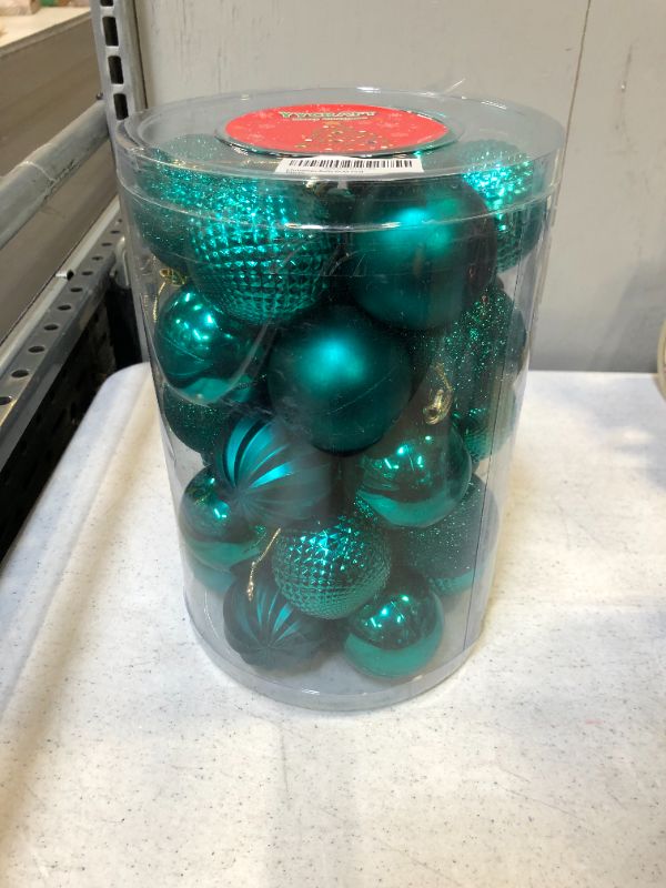 Photo 2 of YYCRAFT 34ct Christmas Ball Ornaments 6CM for Xmas Tree Christmas Decorations Shatterproof Hooks Included (Teal, M)
