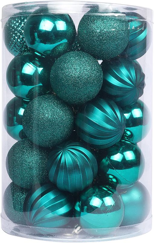 Photo 1 of YYCRAFT 34ct Christmas Ball Ornaments 6CM for Xmas Tree Christmas Decorations Shatterproof Hooks Included (Teal, M)
