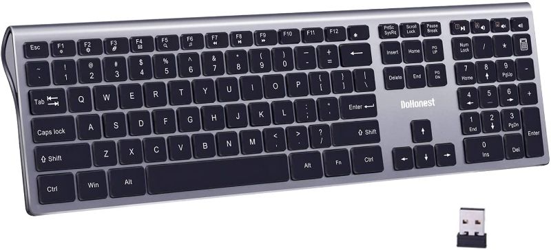 Photo 1 of Wireless Keyboard Combo Silent, DoHonest J1 2.4G USB Ultra Slim Full Size Keyboard with USB Receiver for Computer, Desktop, PC, Notebook, Laptop, Windows 10/8 / 7 / Vista/XP-Simple & Easy to Use
