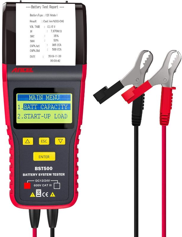 Photo 1 of ANCEL BST500 12V 24V Automotive Battery Load Tester with Printer, 100-2000 CCA Car Battery Analyzer Auto Cranking and Charging System Alternator Test Tool for Car, Heavy Duty Truck, Motorcycle, RV
