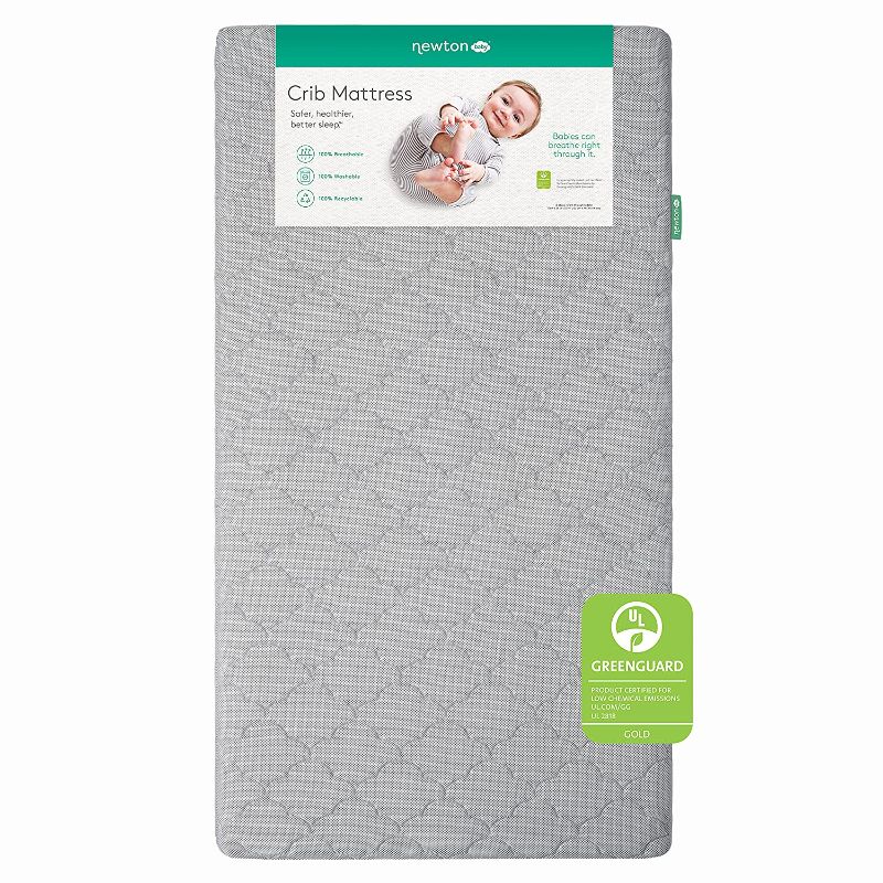 Photo 1 of Newton Baby Crib Mattress and Toddler Bed - 100% Breathable Proven to Reduce Suffocation Risk, 100% Washable, Non-Toxic, Better Than Organic - Removable Cover -Deluxe 5.5" Thick - Grey
