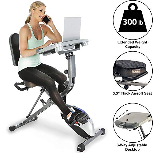 Photo 1 of Exerpeutic ExerWorK 1000 Fully Adjustable Desk Folding Exercise Bike with Pulse