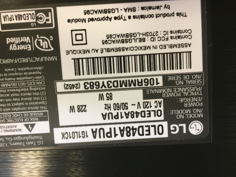 Photo 1 of LG OLED A1 Series 48” Alexa Built-in 4k Smart TV (3840 x 2160), 60Hz Refresh Rate, AI-Powered 4K, Dolby Cinema, WiSA Ready, Gaming Mode (OLED48A1PUA, 2021)
