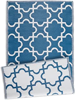 Photo 1 of DII Reversible Indoor/Outdoor Lattice Woven Rug, Runner, 3x6 Ft, Blue