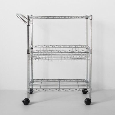 Photo 1 of 3 Tier Utility Cart with Wheels and Handle Chrome - Made By Design™
