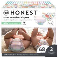 Photo 1 of The Honest Company Disposable Diapers SIZE 3 COUNT 68. FLOWER POWER AND RAINBOW STRIPES 