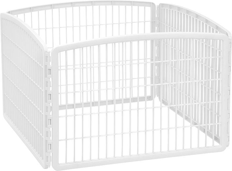 Photo 1 of IRIS USA 24" Exercise 4-Panel Pet Playpen without Door, White (585602)
