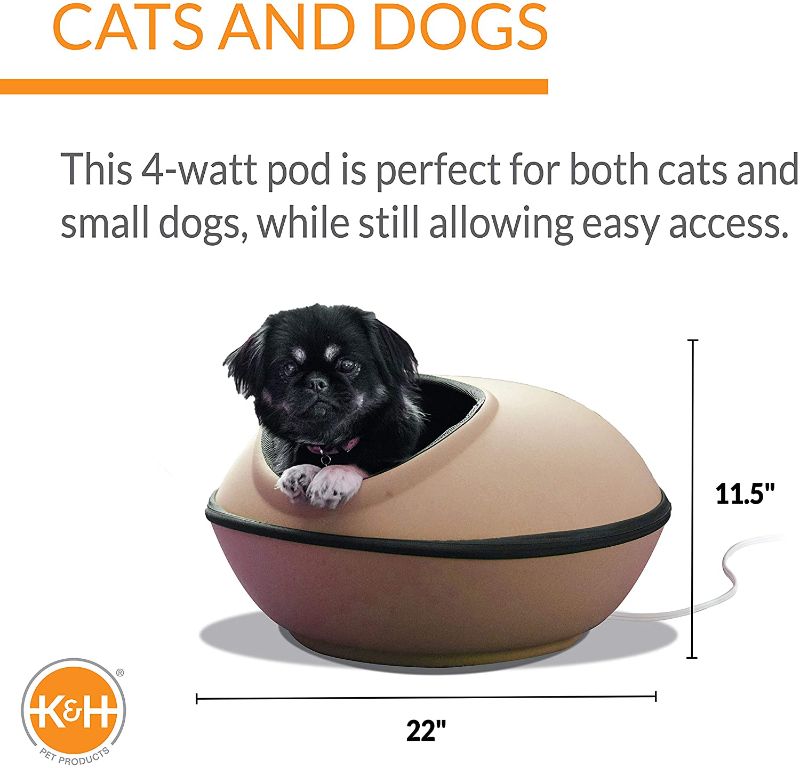Photo 1 of 
K&H PET PRODUCTS Mod Dream Pod Pet Bed, Big Cat Cave for All Cat Sizes, Heated TAN