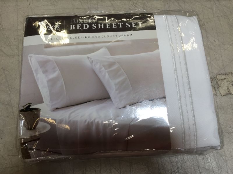 Photo 1 of 1 inch Home Bed Sheet Set-KING WHITE
