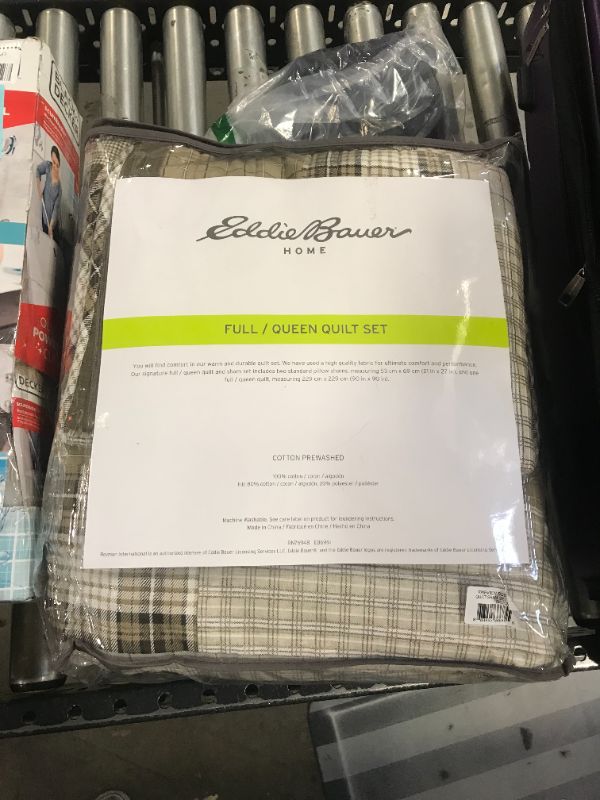 Photo 2 of  Eddie Bauer Fairview Saddle Reversible 3-Piece Full/Queen Quilt Set