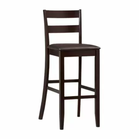 Photo 1 of  Linon Triena Full Back Wood Bar Stool, 30" Seat Height, Espresso Finish with Dar