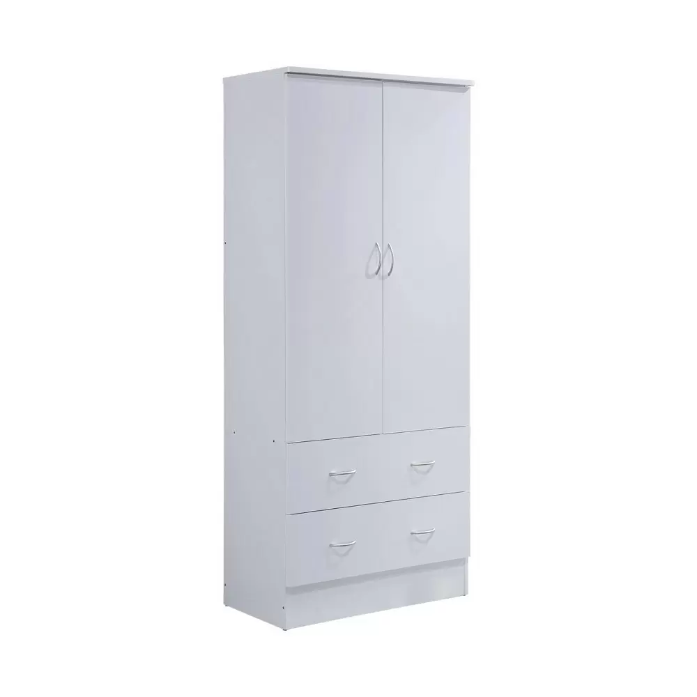 Photo 1 of 2 Door Armoire with 2 Drawers White - Hodedah Import
