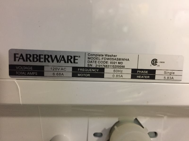 Photo 4 of Farberware Professional Portable Dishwasher White
(( OPEN BOX ))
** HAS STAINS INSIDE AND NON-FUNCTIONAL **