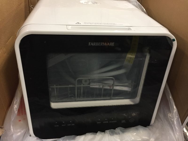 Photo 2 of Farberware Professional Portable Dishwasher White
(( OPEN BOX ))
** HAS STAINS INSIDE AND NON-FUNCTIONAL **