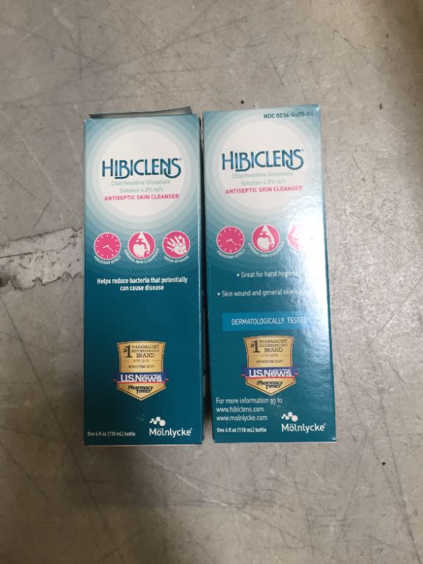 Photo 2 of 
Hibiclens 4oz Bottle (118 ML) Molnlycke Health Care (Chlorhexidine Gluconate SOlution 4.0% W/v) Case of 48
exp 02/2022 (factory sealed ) 2 pack 