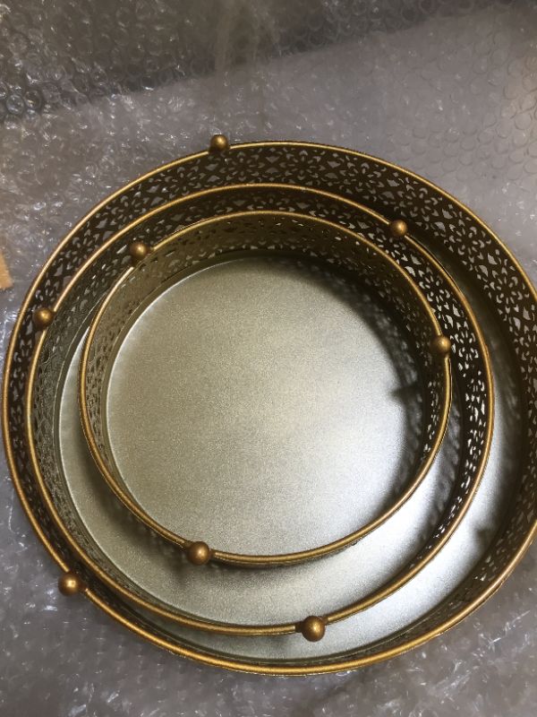 Photo 1 of 3-Piece Cake Stand Set, Round Metal Cake Stands, Dessert Cupcake Pastry Candy Display Plate for Wedding, Event, Birthday Party