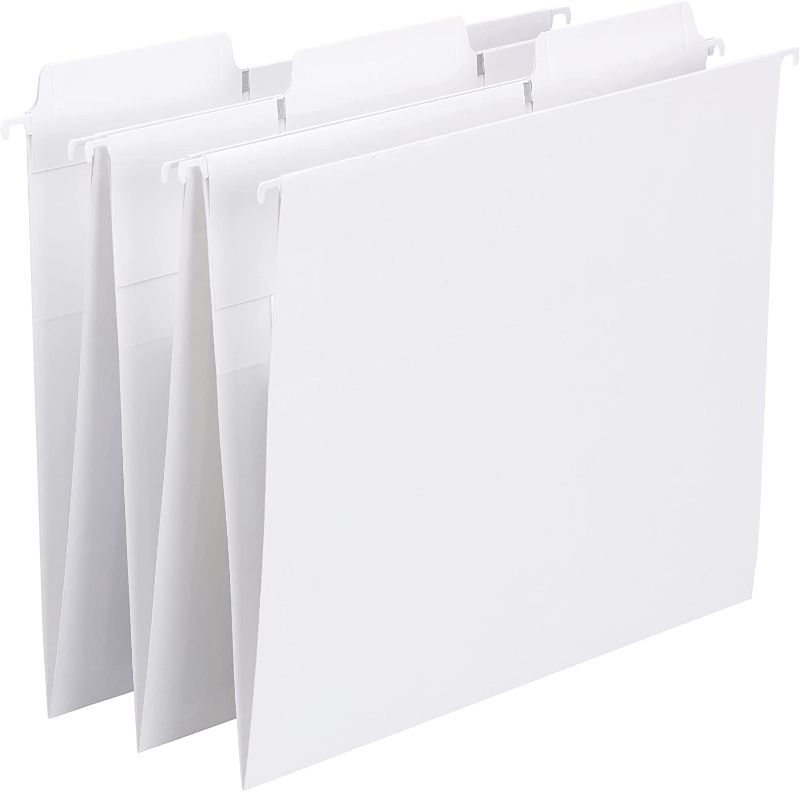 Photo 1 of Smead FasTab Hanging File Folder, 1/3-Cut Built-in Tab, Letter Size, White, 20 per Box (64002)
