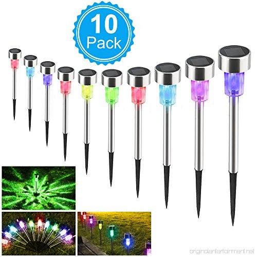 Photo 1 of AUSHEN SOLAR GARDEN LIGHTS COLOR WATERPROOF LANDSCAPE PATHWAY WALKWAY LIGHTS STAINLESS STEEL LED OUTDOOR SOLAR LIGHTS (COLORFUL-10PCS)