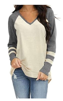 Photo 1 of Aiopr Women’s Long Sleeve Tops Crew Neck Striped Casual Tunic Shirts Blouses, Grey XL