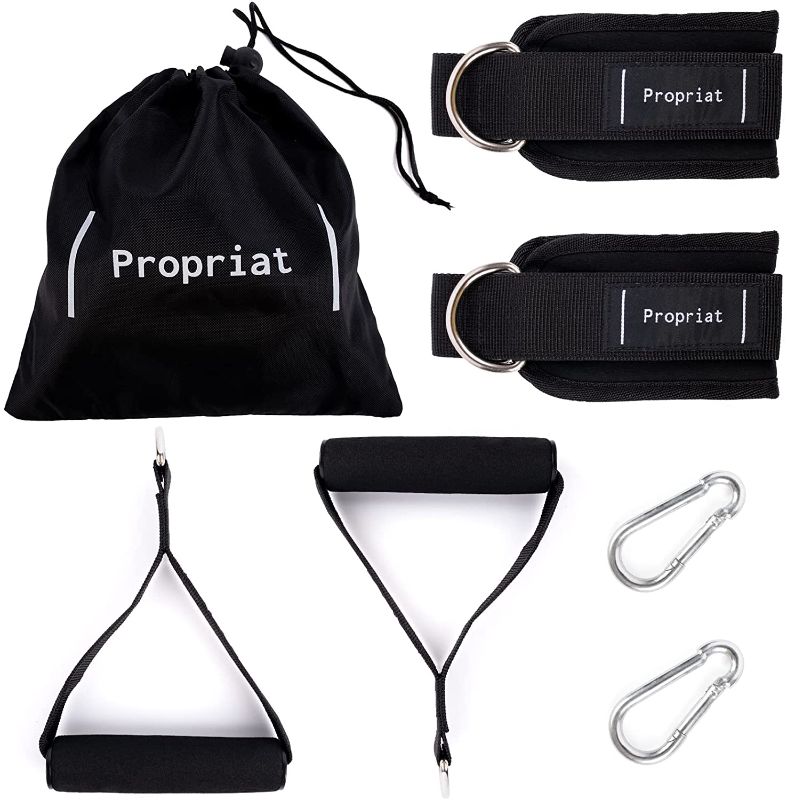 Photo 1 of 
Spear Resistance Band Handles for Straps Workout - 2 Pcs Grip Attachment Parts Ankle with Stainless Steel D-Ring Cable Machine Carabiners 1 Pc Bag Set Fitness Heavy Duty Equipment, Black
