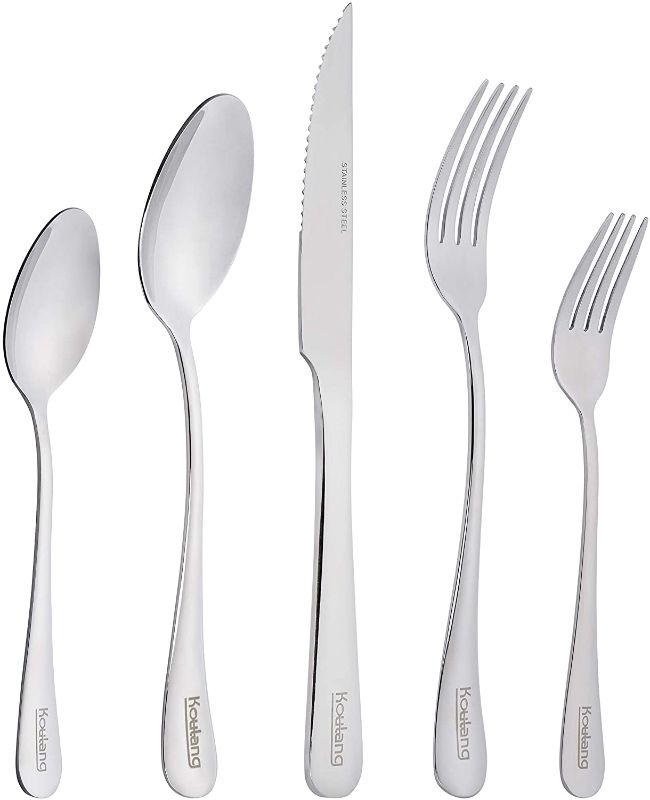 Photo 1 of 20 - Piece Silverware Cutlery Set Mirror Finish Stainless Steel Flatware Set for 4, Utensil Include Fork Knife Spoon Combo, Dishwasher Safe
