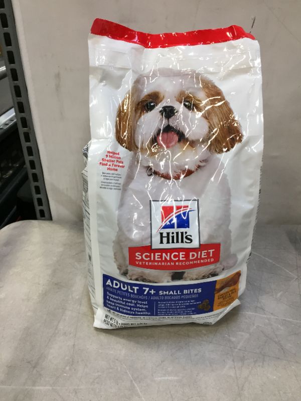 Photo 2 of Hill's Science Diet Adult 7+ Small Bites Chicken Meal, Barley & Rice Recipe Dry Dog Food, 5-lb bag EXP 1/2023