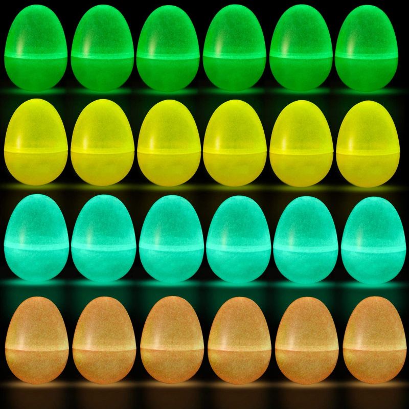 Photo 1 of 24 Pcs Glow in The Dark Easter Eggs, to Filling Specific Treats,Glow Plastic Easter Eggs for Theme Party Favor, Easter Hunt, Basket Stuffers Filler, Classroom 2 PKS
