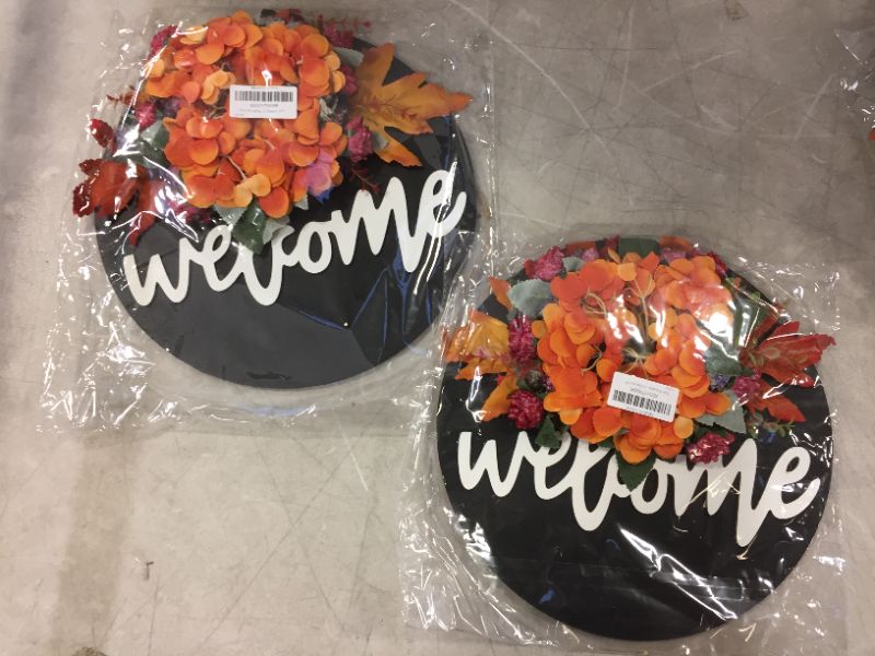 Photo 1 of Fall Wreaths for Front Door,Fall Welcome Sign for Front Door,Fall Door Decor?Nordic Rustic Style Retro Wooden Hanging Welcome Sign,Fall Wreaths for Front Door Used for Home Front Door decoration 2PK
