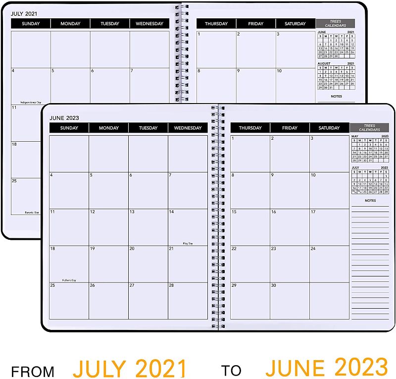 Photo 2 of 2 Pack Office Planner July 2021- June 2023 Monthly Calendar Planner -9 x 11 Time Management Personal Planner Hard PVC Cover with Spiral Bound
