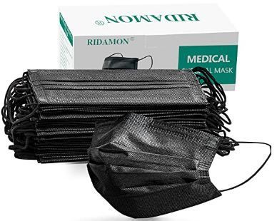 Photo 1 of 3 pack - Black Disposable Face Masks(50 Piece) Medical Grade Face Masks for Women Men, Breathable Disposable Face Mask for Home (Black)
