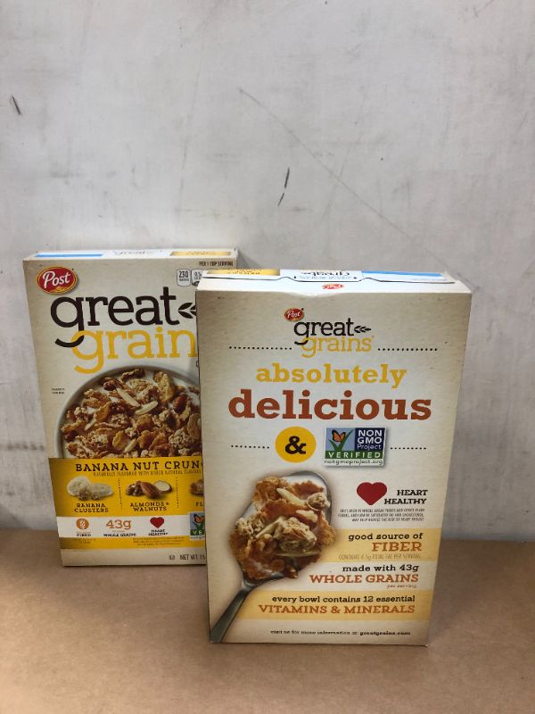 Photo 1 of 2 Pack Great Grains - Whole Grain Cereal - Banana Nut Crunch 15.50 oz
EXP---Sep-29-2021