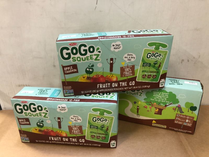 Photo 1 of  3 pack GoGo squeeZ Applesauce, Apple Cinnamon  EXP----01-05-2022