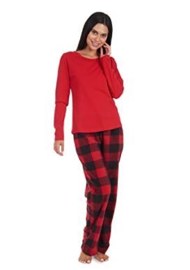 Photo 1 of Cherokee Women's Soft Pajama Shirt and Pants Set Red, Buffalo Plaid Black Large