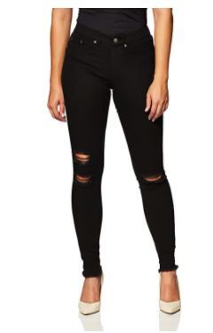 Photo 1 of Hue Women's Ripped Knee Denim Leggings, Black, Large