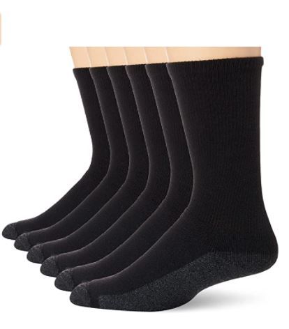 Photo 1 of Big and Tall Crew Socks (6 pairs) Black, 9-12
