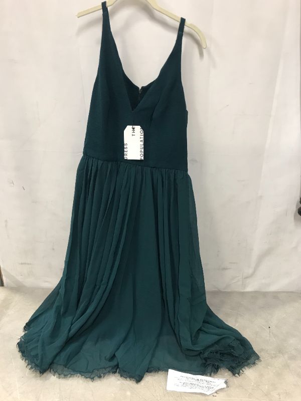 Photo 1 of Dress the Population Women's Alicia Plunging Mix Media Sleeveless Fit and Flare Midi Dress, Medium, Peacock Blue