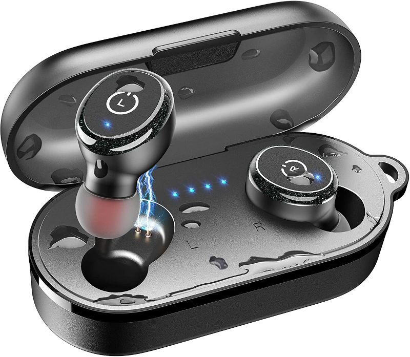 Photo 1 of TOZO T10 Bluetooth 5.0 Wireless Earbuds with Wireless Charging Case IPX8 Waterproof Stereo Headphones in Ear Built in Mic Headset Premium Sound with Deep Bass for Sport Black
